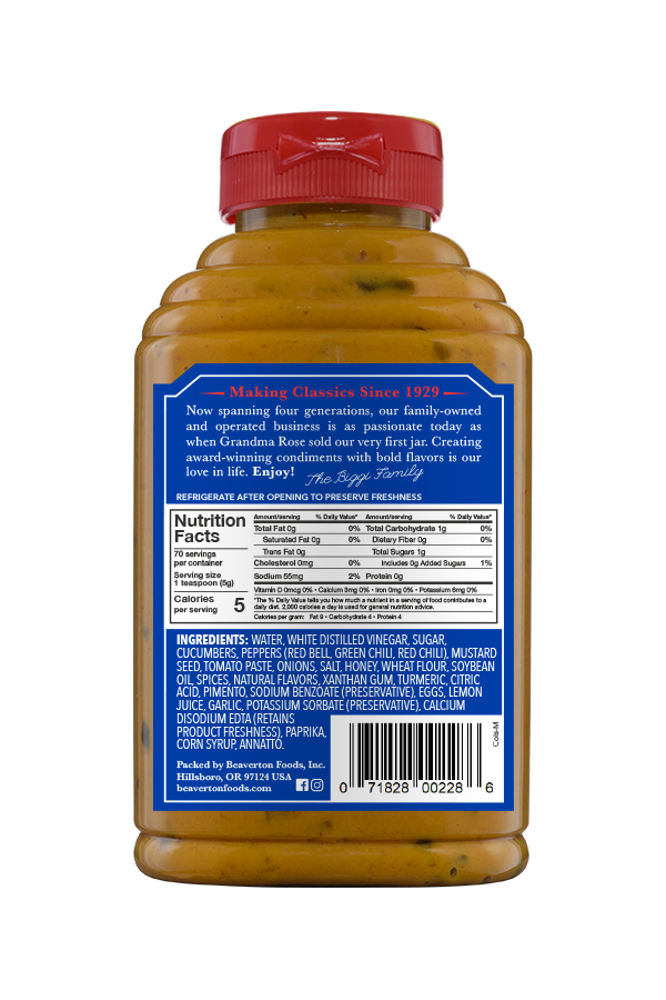 Beaver Brand Coney Island Mustard back 12.5oz