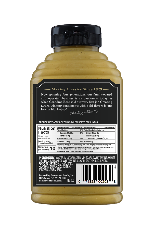 Beaver Brand Dijon Mustard back 12.5oz