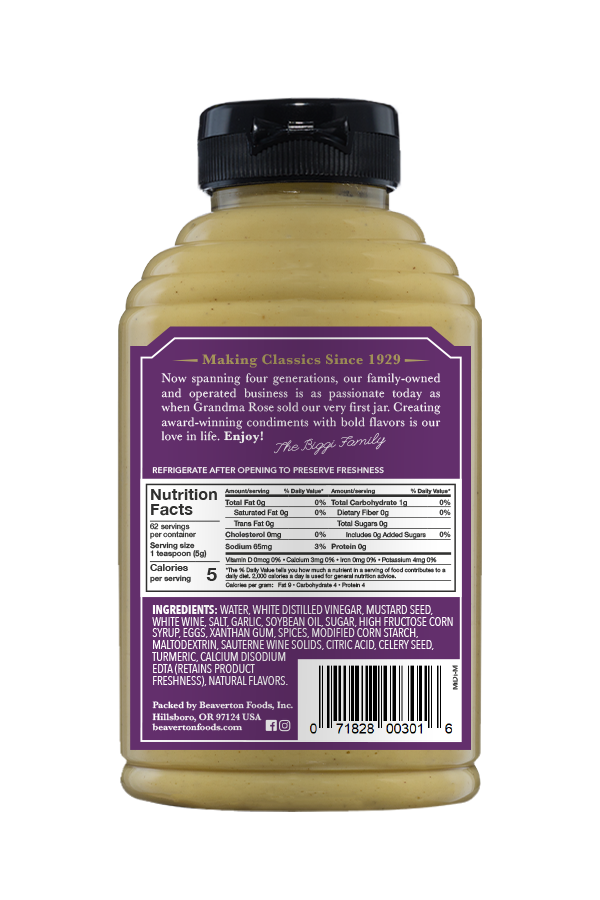 Beaverton Foods Beaver Brand Mild Dijon Mustard