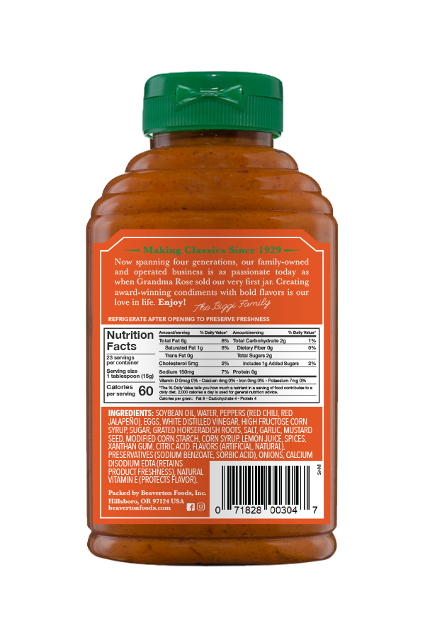 Beaver Brand Sriracha Mustard back 12oz