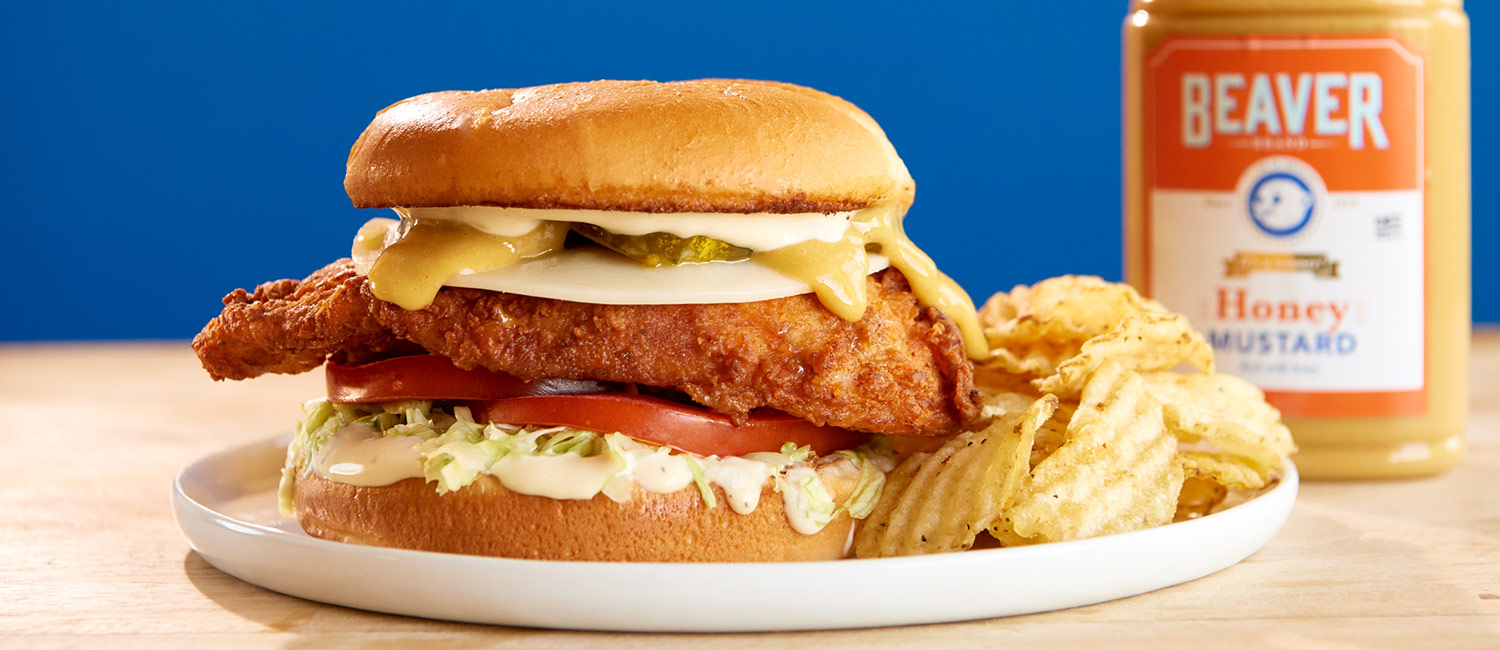Beaver Brand Honey Mustard Fried Chicken Sandwich